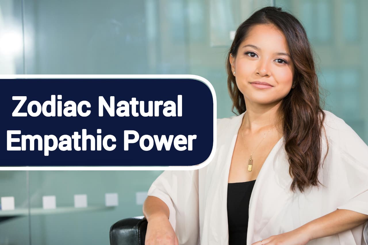 Beautiful intuitive woman representing zodiac signs with natural empathic power
