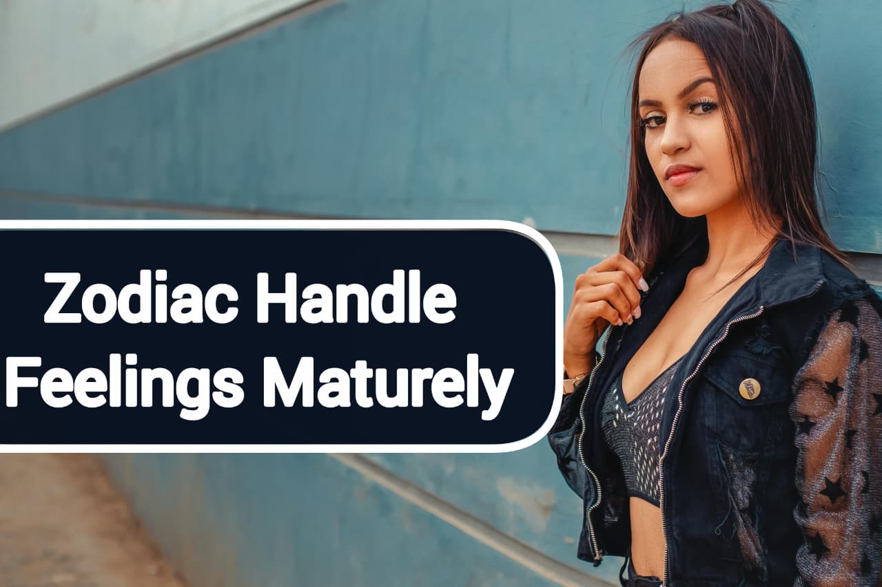 Serene illustration of zodiac signs that handle feelings maturely, featuring Capricorn, Virgo, Libra, Taurus, Aquarius, and Cancer symbols with themes of emotional balance, calm regulation, and mature emotional intelligence