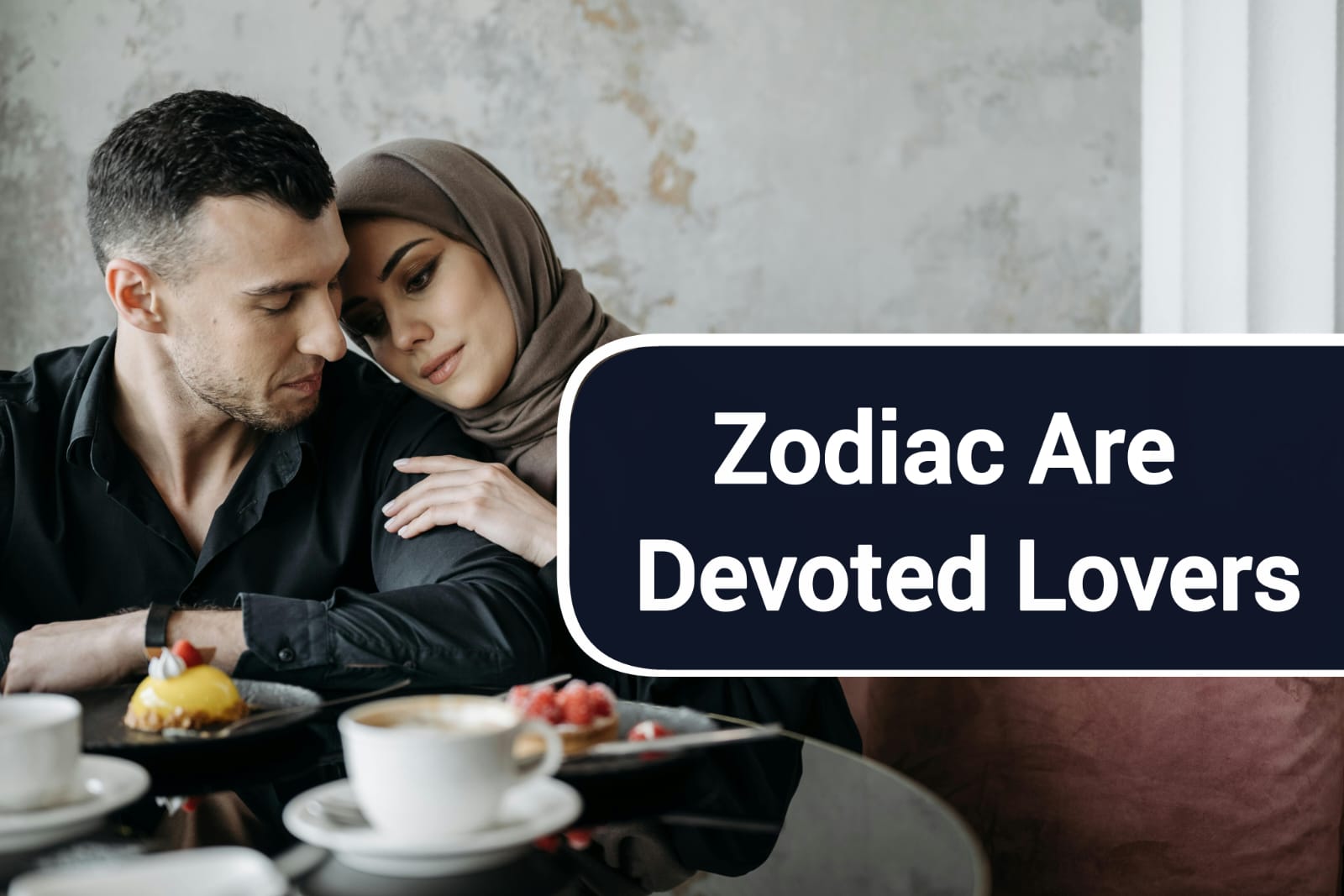 Romantic illustration of zodiac signs that are devoted lovers, featuring Cancer, Taurus, Scorpio, and Capricorn symbols with hearts, loyalty, and long-term commitment themes